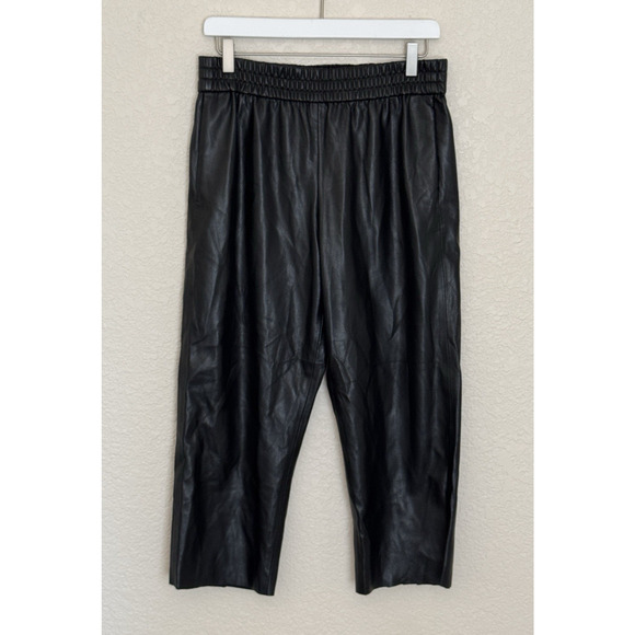 Alice + Olivia Women's Faux Leather Pants Black Medium Moto Chic Biker Girl Edgy - Picture 2 of 14